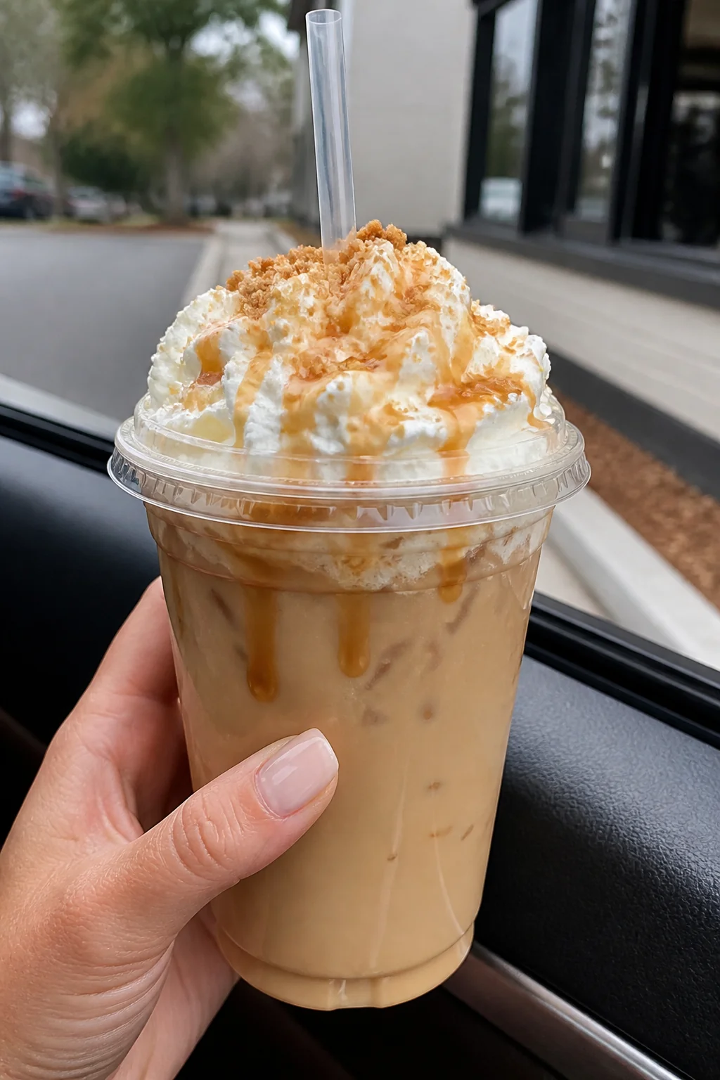 7 Brew Cookie Butter Latte secret menu drink - hazelnut white chocolate coffee latte