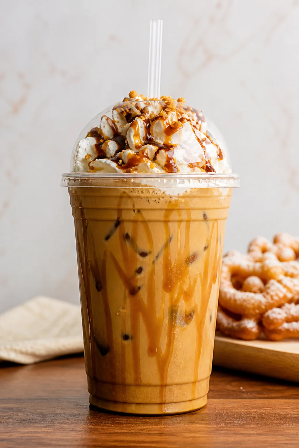 7 Brew Funnel Cake secret menu drink - vanilla caramel chocolate coffee drink