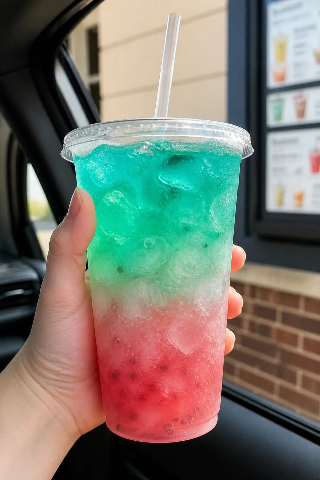 7 Brew Hummingbird secret menu drink - strawberry kiwi energy drink