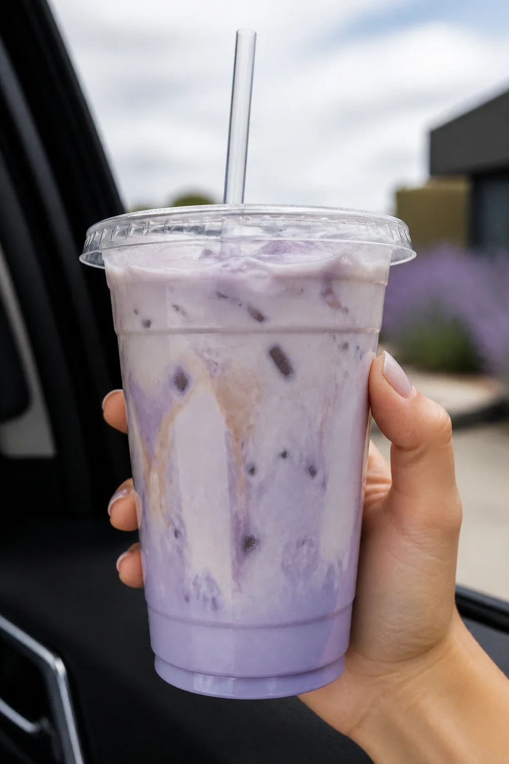 7 Brew Lavender Bliss secret menu drink - lavender vanilla coffee latte
