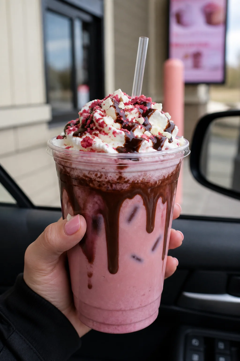 7 Brew Raspberry Truffle secret menu drink - raspberry chocolate white chocolate latte